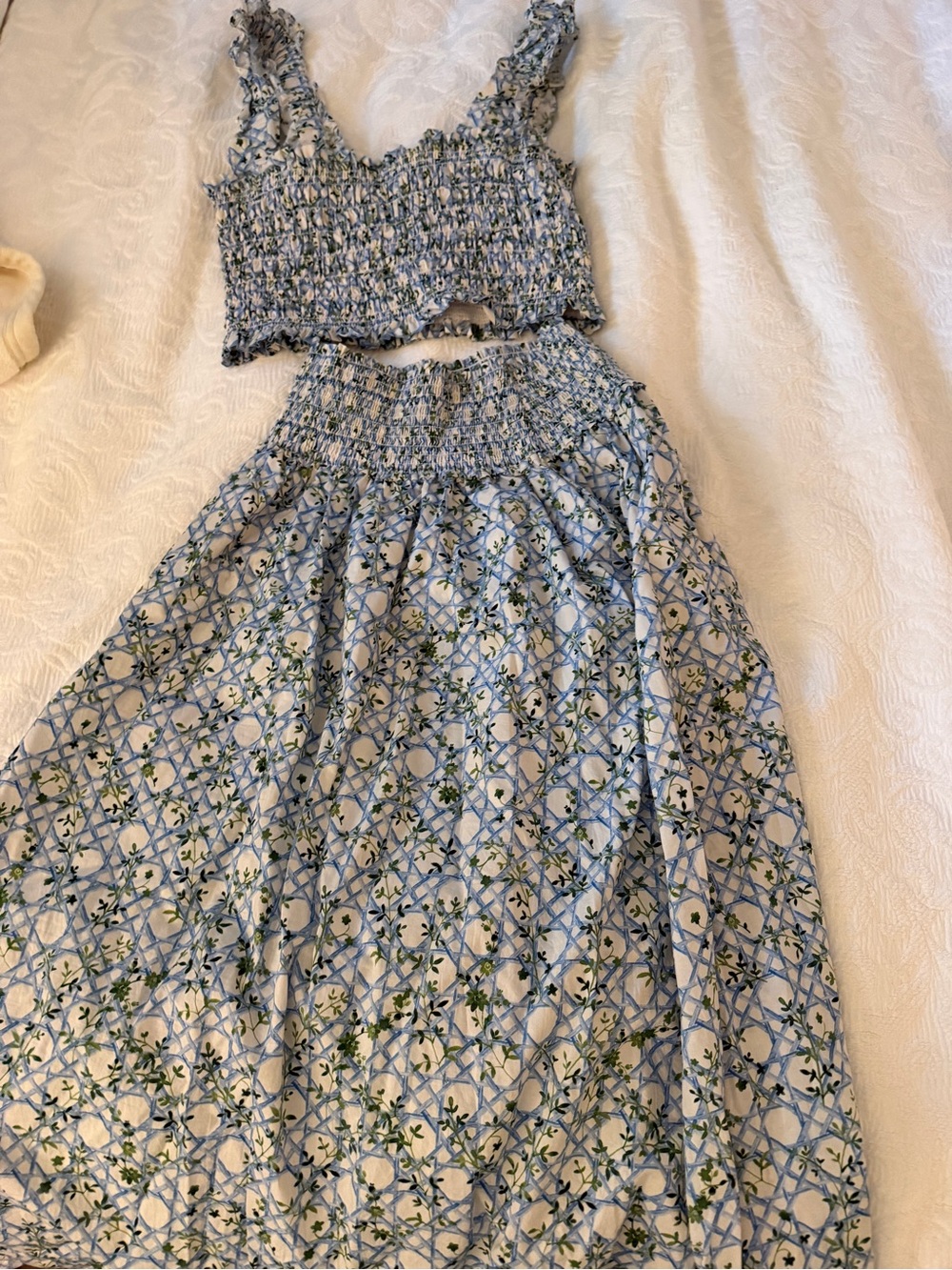 Hill House Light Blue Floral Maxi Dress Two-Piece